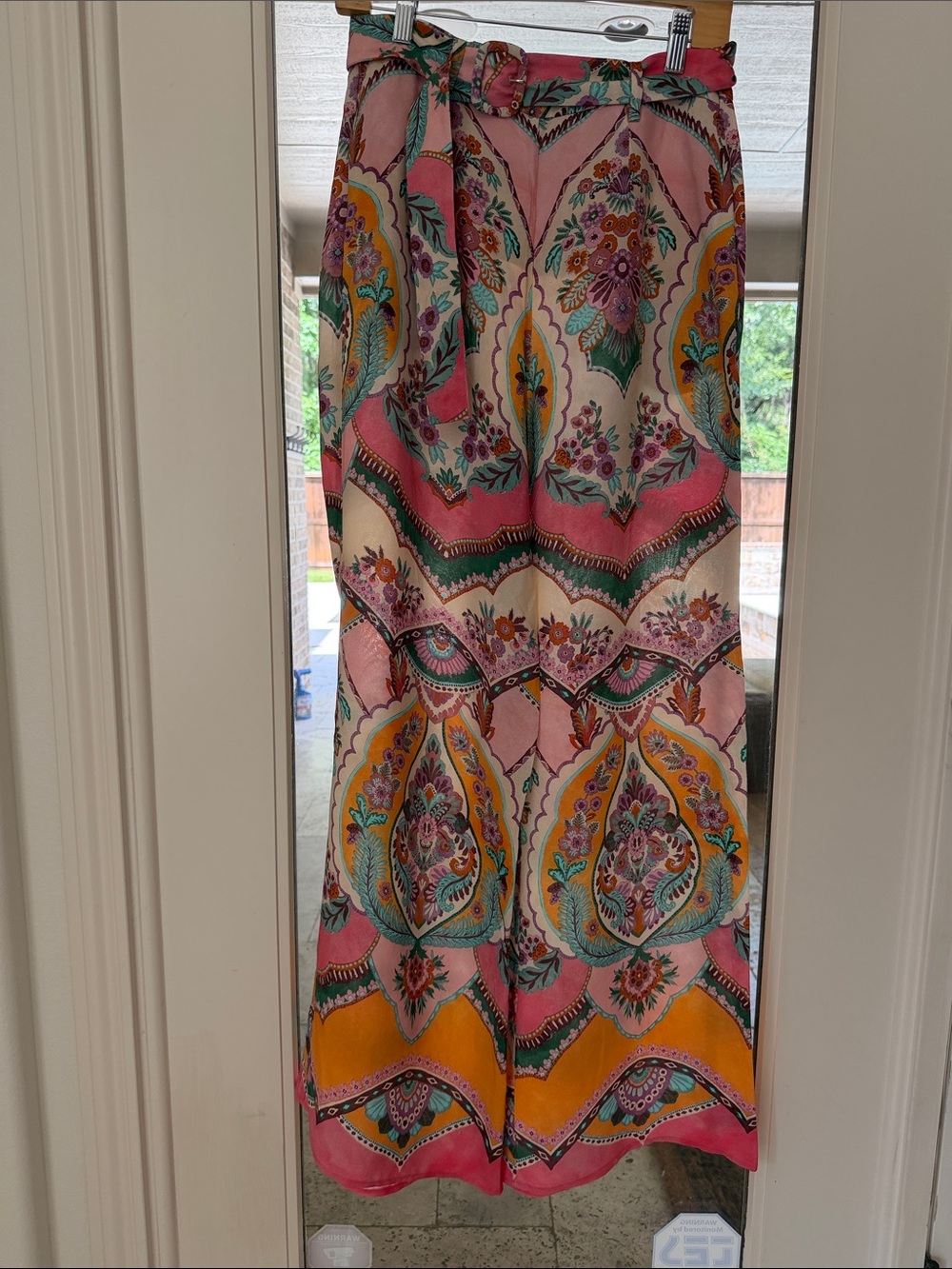Zara Pink Floral High-Waist Tie-Waist Palazzo Pants